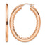 Stainless Steel Rose Gold-Tone Polished Oval Textured Hoop Earrings for Women