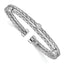 Sterling Silver CZ Cuff Bangle with Polished Rhodium Finish