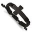 Stainless Steel Polished Black IP-plated Cross Black Nylon Adjustable Bracelet for Men