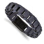Stainless Steel Brushed Black IP-plated Blue Leather Bracelet for Men