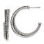 Stainless Steel Polished & Antiqued Twisted Black Cubic Zirconia C-Hoop Earrings for Women