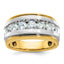 14k Men's Polished Satin and Grooved 7-Stone Ring Mounting, Mounting Only