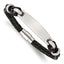 Stainless Steel Polished Black Woven Leather ID Bracelet