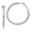 14K White Gold Polished Omega Back Hoop Earrings for Women