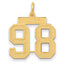 14K Gold Satin Finish Number 98 Charm Medium Brushed Pendant by Sophia Jewelers