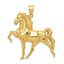 14K Gold Men's Polished Horse Pendant with Open Back Design