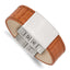 Stainless Steel Satin Textured Light Brown Leather ID Bracelet for Men