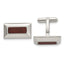 Wood Inlay Rectangle Cufflinks in Stainless Steel