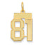 14K Gold Small Satin Number 81 Charm with Brushed Finish
