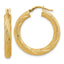 10K Polished and Textured Round Hoops