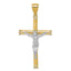 10K Gold Rhodium-Plated Cubic Zirconia Crucifix Pendant Polished & Solid