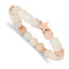 Stainless Steel Polished Rose IP-plated Star 8.5mm Pink and White Aventurine Beaded Stretch Bracelet for Women