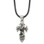 Chisel Stainless Steel Antiqued and Polished Snake on Cross Pendant on a 20 inch Leather Cord Necklace