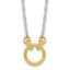 Sterling Silver with Gold-tone Polished and Textured Circle 16 inch Link Necklace