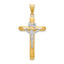 14K Two-Tone Gold Polished Crucifix Pendant with Hollow Design Elegant Statement Piece