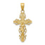 14K Gold Crucifix Pendant with Polished Lace Trim Elegant Design