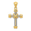 14K Two-Tone Gold Cross Pendant with Polished Finish Solid, Elegant Design