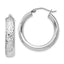 Sterling Silver Rhodium-Plated Diamond-Cut Hoop Earrings 5mm Hollow Design