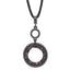 Pink & Purple Crystal Double Circle Necklace in Black-Plated Metal