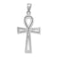 14K White Gold Ankh Cross Pendant with Polished Rhodium Finish