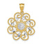 14K Gold and Rhodium Swirl Pendant with Diamond-Cut Detailing Elegant Round Design