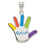 Sterling Silver Autism Handprint Pendant with Rhodium Enamel Finish