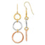 14k Tri-color Triple Circle Dangle Earrings