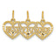 14K Gold Triple Heart BEST FRIENDS Diamond-Cut Break-Apart Pendant