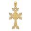 14K Gold Armenian Cross Pendant with Polished and Textured Finish