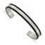 Stainless Steel Brushed Polished and Hammered Black IP-plated Wire Edge Cuff Bangle Bracelet