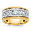 14k Two-tone Men's Polished Satin and Grooved 7-Stone Ring Mounting, Mounting Only