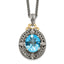Shey Couture Sterling Silver with 14K Accent 18 Inch Antiqued Diamond and Oval Blue Topaz Necklace