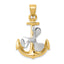 14K Two-Tone Gold 3D Anchor Pendant with Moveable Propeller for Men