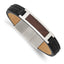 Stainless Steel Polished with Wood Inlay Black Leather with . ext Bracelet
