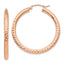 10K Rose Gold Diamond-cut 3mm Round Hoop Earrings