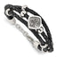 Stainless Steel with . ext Polished with Druzy and Crystal Leather Bracelet for Women