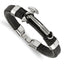 Stainless Steel Polished Hatchet Black Leather Bracelet for Men