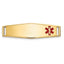 14K Gold Engravable Medical ID Bracelet with Red Enamel