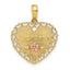 14K Two-Tone Gold Grandma Heart Charm with Flower Elegant Gift