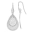 Sterling Silver 925 Textured Teardrop Earrings with Polished Laser Cut Design