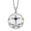 Sterling Silver Enameled Blue & Clear CZ Cross Necklace
