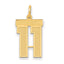 14K Gold Satin Number 11 Charm with Brushed Finish Medium
