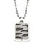 Lasercut CZ Dog Tag Necklace in Stainless Steel & Black