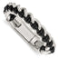 Stainless Steel Polished Black Leather Bracelet for Men
