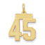 14K Gold Small Satin Number 45 Charm with Brushed Finish