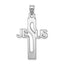 Sterling Silver Rhodium-plated Jesus Cross Pendant Elegant Flat-Back Design