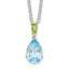 Brilliant Gemstones Sterling Silver with14K Accent Rhodium-plated Sky Blue Topaz and Peridot 18 Inch Necklace with 2 Inch Extender