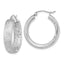 14k White Gold Polished Satin and Diamond-cut In/Out Hoop Earrings