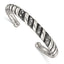 Stainless Steel Polished and Antiqued with Crystal Cuff Bangle Bracelet for Women