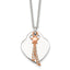 Sterling Silver with Rose-tone Polished White CZ Heart and Shooting Star Dangle 16 inch Necklace